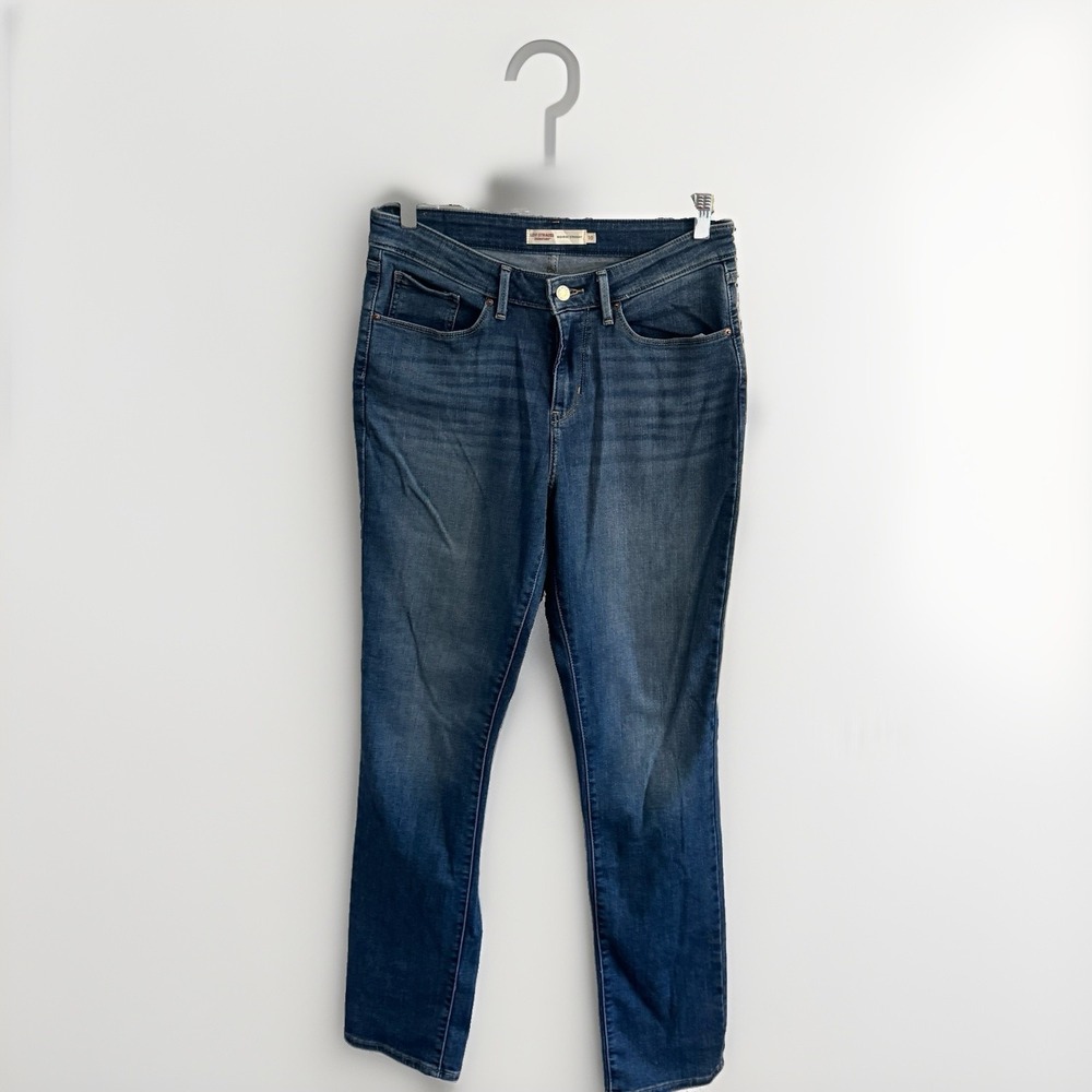 Levi Strauss Signature Womens 10 Mid Rise Straight Blue Denim Stretch 5-Pocket